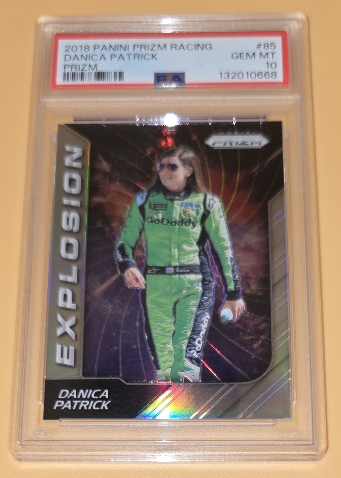 Danica Patrick PSA 10 Low Pop Silver Prizm Explosion 2018 Panini Prizm Racing 85 view 2