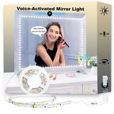 13ft/4M Voice-Activated Led Vanity Mirror Lights Kit Bendable NO Need to Cut ...