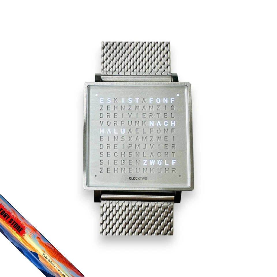 QLOCKTWO QW35DEBRBMBRN Text Zeitanzeige Digital Herren Armbanduhr Modernes... - Bild 2 von 3