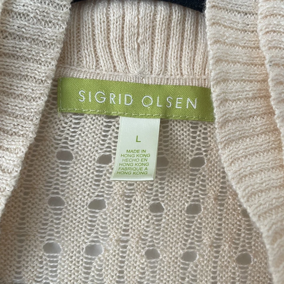 Cárdigan de lana de cachemir Sigrid Olsen marfil talla L volantes hada coqueta cottagecore Foto 3 de 4