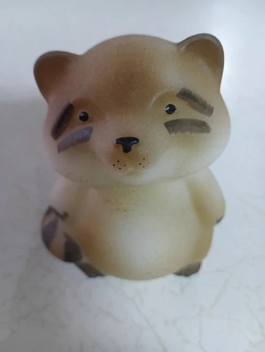 Fenton Raccoon Hand Painted Satin Glass Figurine, 95th Anniversary Scarce
