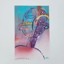 Painting Abstract Modern Pop Street Outsider Brut Art Man 11" x 17"