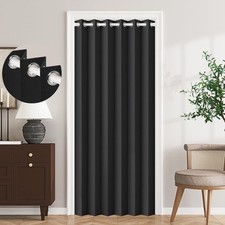 100 Blackout Accordion Style Door Curtain for 45W x 80L Pack of 1 , Black