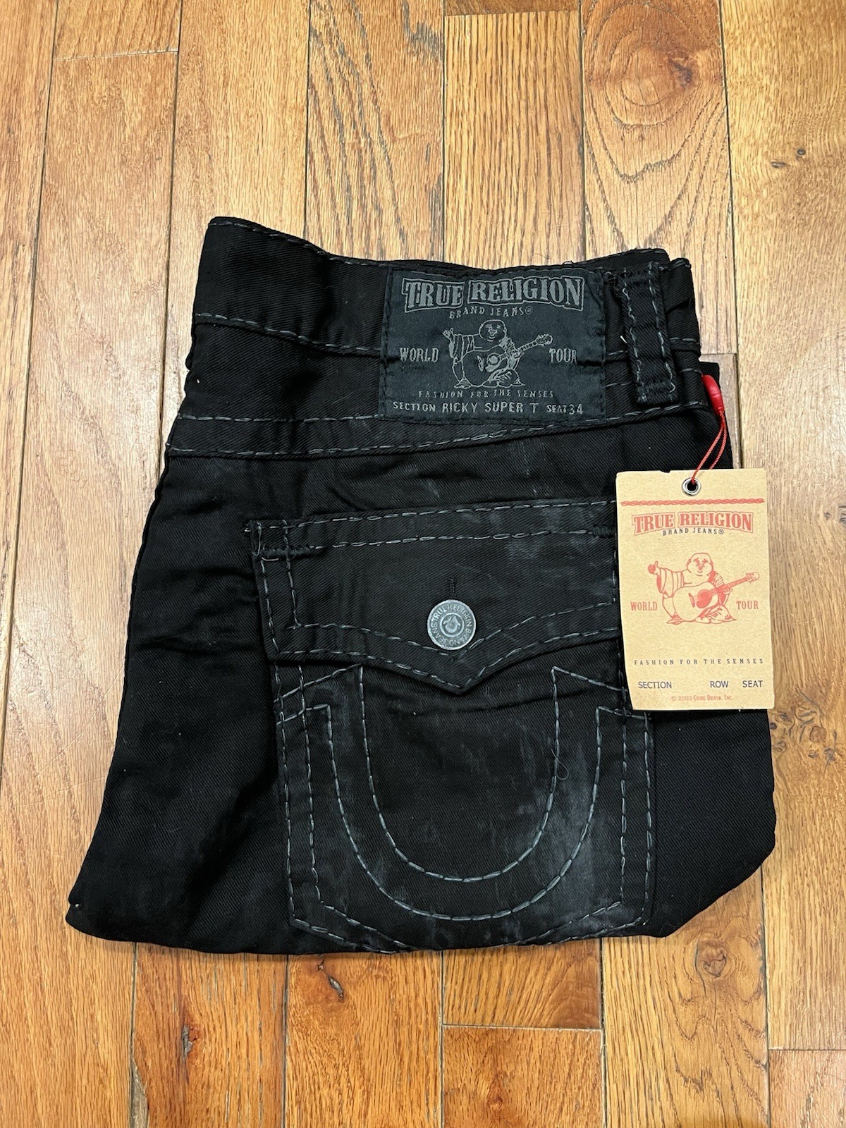 Vintage True Religion Jeans Ricky Super T Black Mens 42 MQ6859L27 Tag Deadstock thumbnail 2