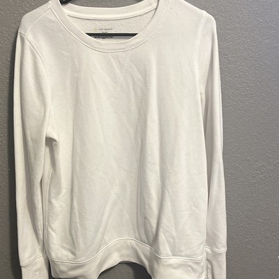 Express One Eleven Women's White Crewneck Cotton Knit Sweatshirt XS Long Sleeve