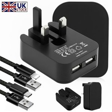 3Pin Folding Plug with Fast Charging Dual USB 2A Wall Charger Adapter USB Ports