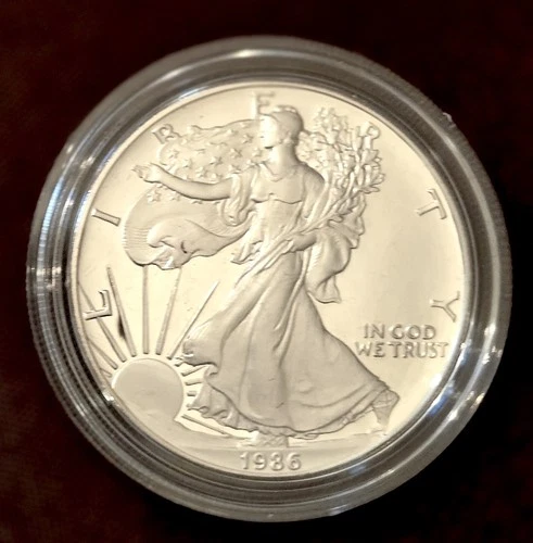 Silver American Eagle 1986 S One Ounce Proof Dollar Bullion Coin - COA