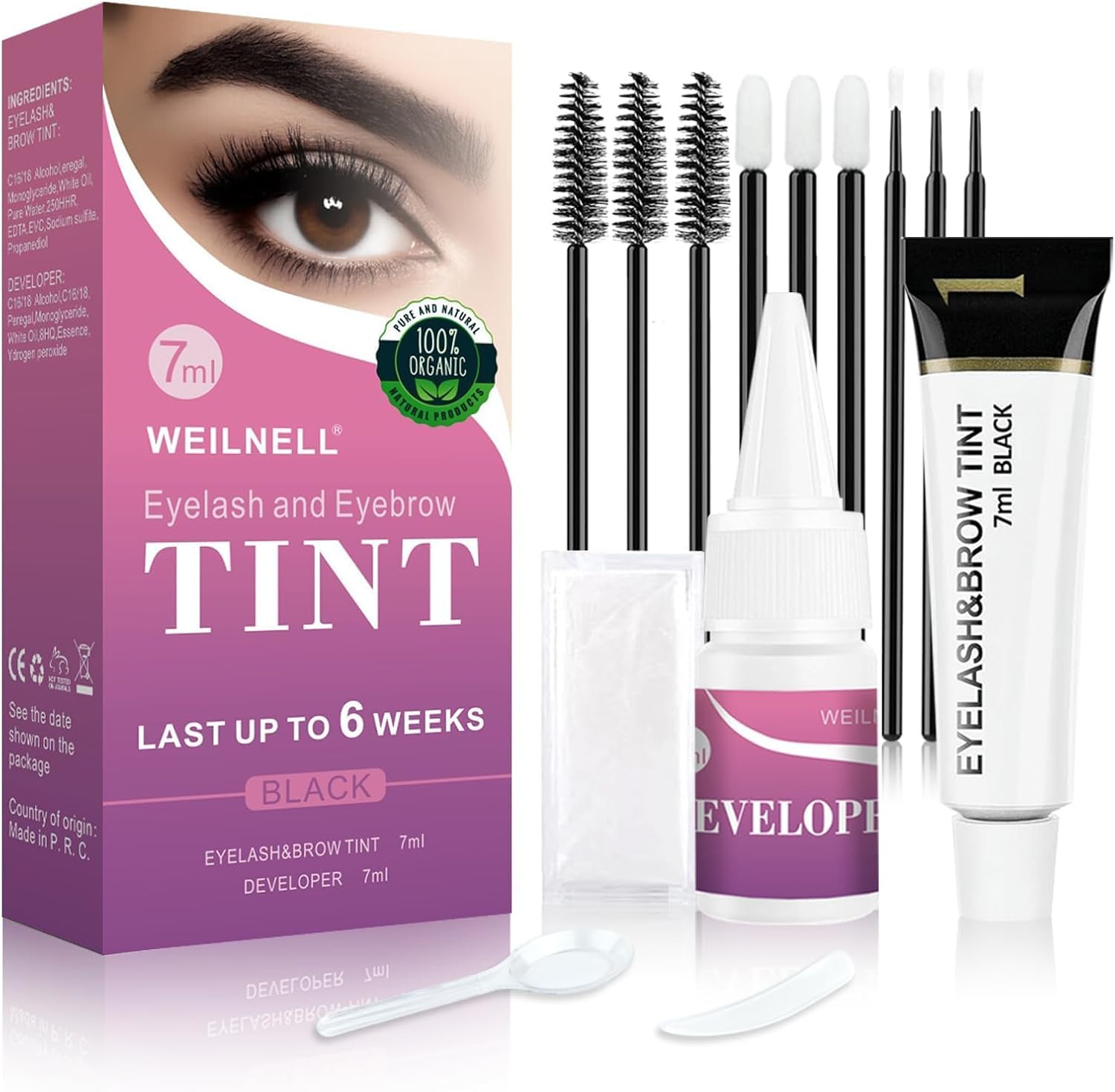 Eyebrow & Eyelash Tint Kit, Professional Instant Lash & Brow Dye Kit, Easy to Us