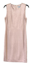 Calvin Klein Women's Faux Suede Sleeveless Shift Dress Fitted Pink Size 10
