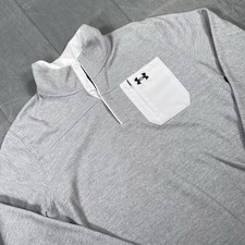 Under Armour Sweater Men's 2XL Gray Henley Specialist Coldgear Fleece Pullover