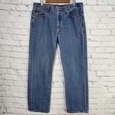 Levis 501 Button Fly Jeans Mens 36x32 Y2K Egypt Blue Denim Straight Leg 2008