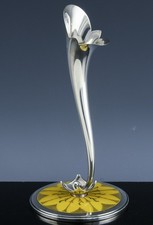 BEAUTIFUL 1933 ART DECO J TOSTRUP NORWAY STERLING SILVER & GUILLOCHE ENAMEL VASE