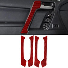 Red Carbon Fiber Interior Door Handle Trim For Toyota Land Cruiser Prado 2010-18
