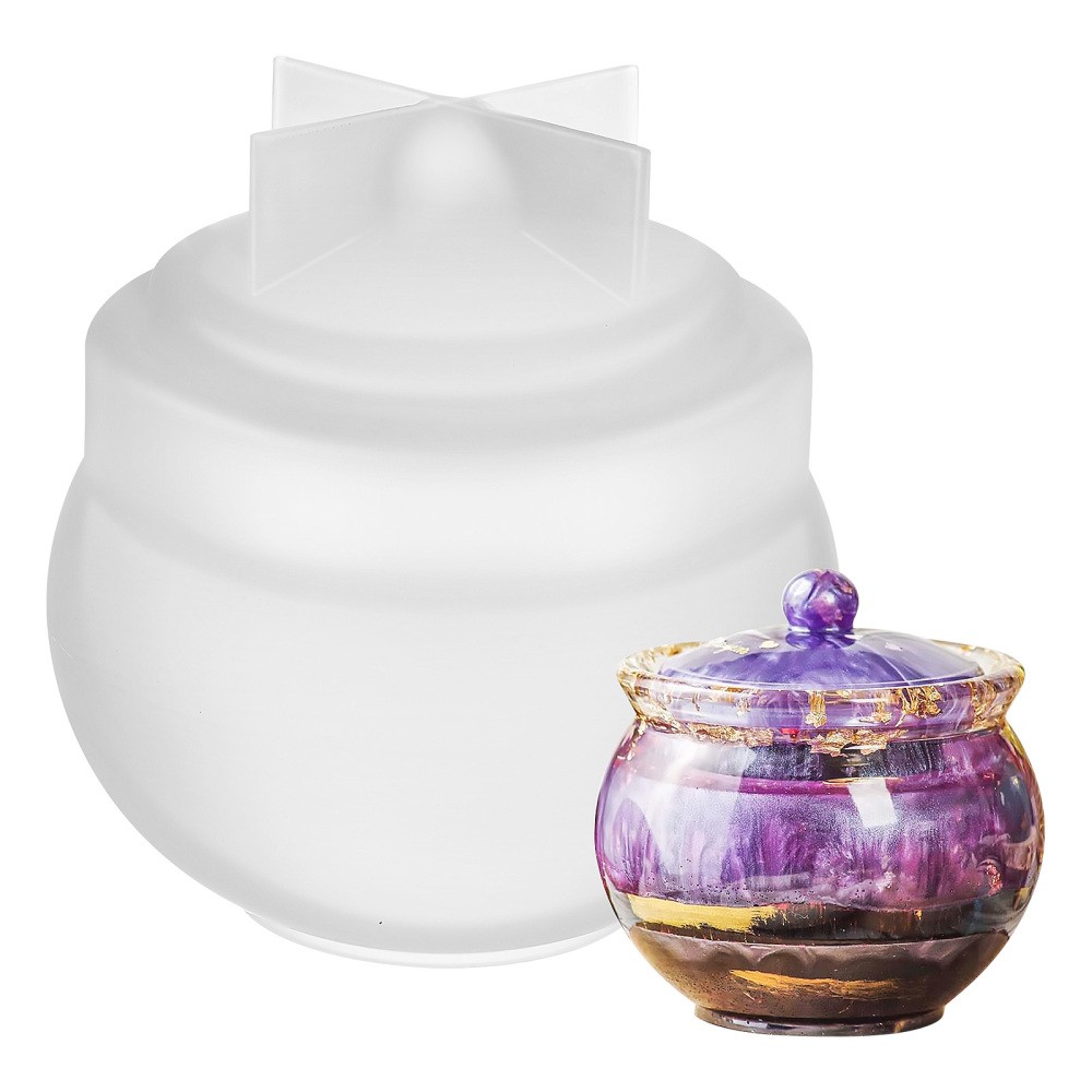 Epoxy Silicone Jar Storage Box Mold with Lid for Resin Casting
