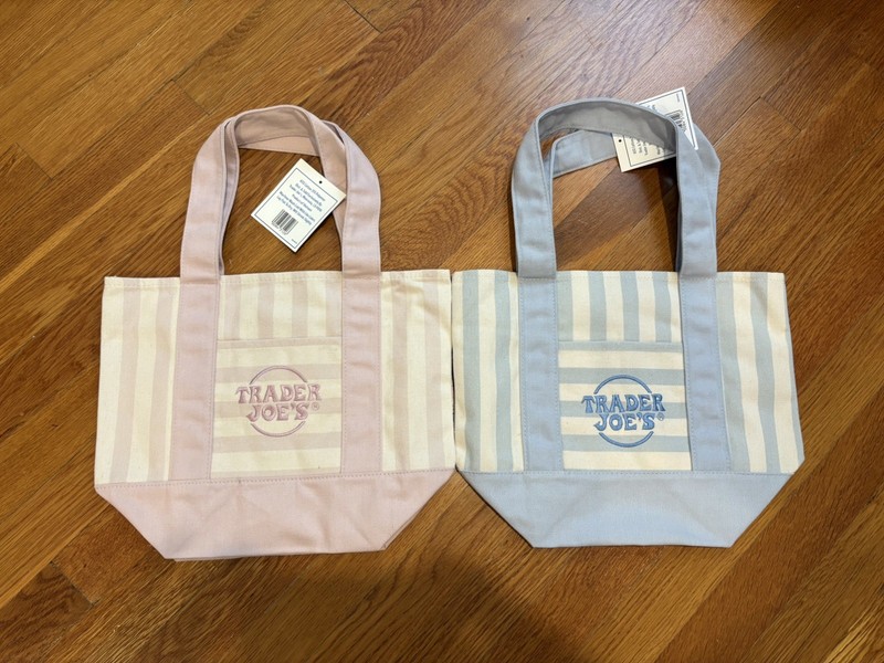 Trader Joe’s Mini  Canvas Stripe Tote Bags Limited Edition 2026  SET of 2 