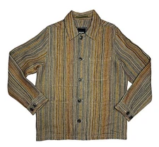 Todd Snyder Chore Shirt Jacket Linen Striped Earth Tones sz L  Pockets $498