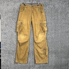 Y2k Abercrombie  Fitch Cargo Pants Paratrooper Brown Corduroy Utility Sz Xs