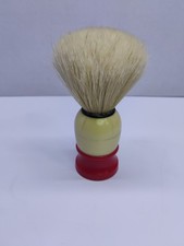 Vintage Burma Shaving Brush Red Beige Handle Mens Wet Shave Barber Grooming