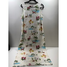 Jennifer Moore Women’s Maxi Linen Dress Sz 12?Sleeveless Tropical Print Beach