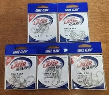Lot Of 5. Eagle Claw Lazer Sharp Circle Sea Hooks. Size 2/0. 8ct. 40 Total Hooks