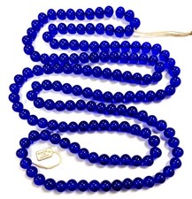 140 VINTAGE JAPANESE 1950's CHERRY BRAND GLASS SAPPHIRE 9.50mm. ROUND BEADS 4579