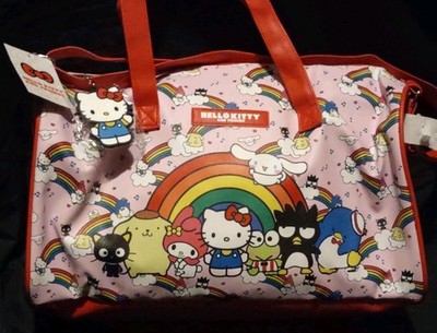 Sanrio Hello Kitty & Friends Pink Rainbow Duffle Bag w/ Charm