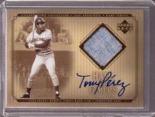 TONY PEREZ 2001 Upper deck Hall of Famers Game Jersey Autograph Auto #SJ-TP