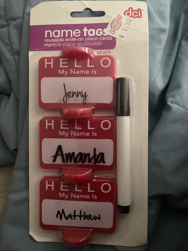 Reusuable Write-On "HELLO My Name is..." Name Tag Place Cards from DCI #33117