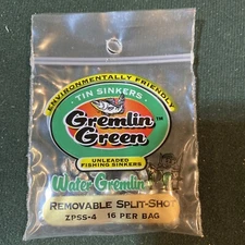 Water Gremlin Gremlin Green Lead Free Removable Split Shot ZPSS-4 16 Per Bag