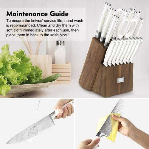 Knife Set, 23-Piece Kitchen Knife Set with Block Wooden German Stainless Steel - Picture 6 of 7
