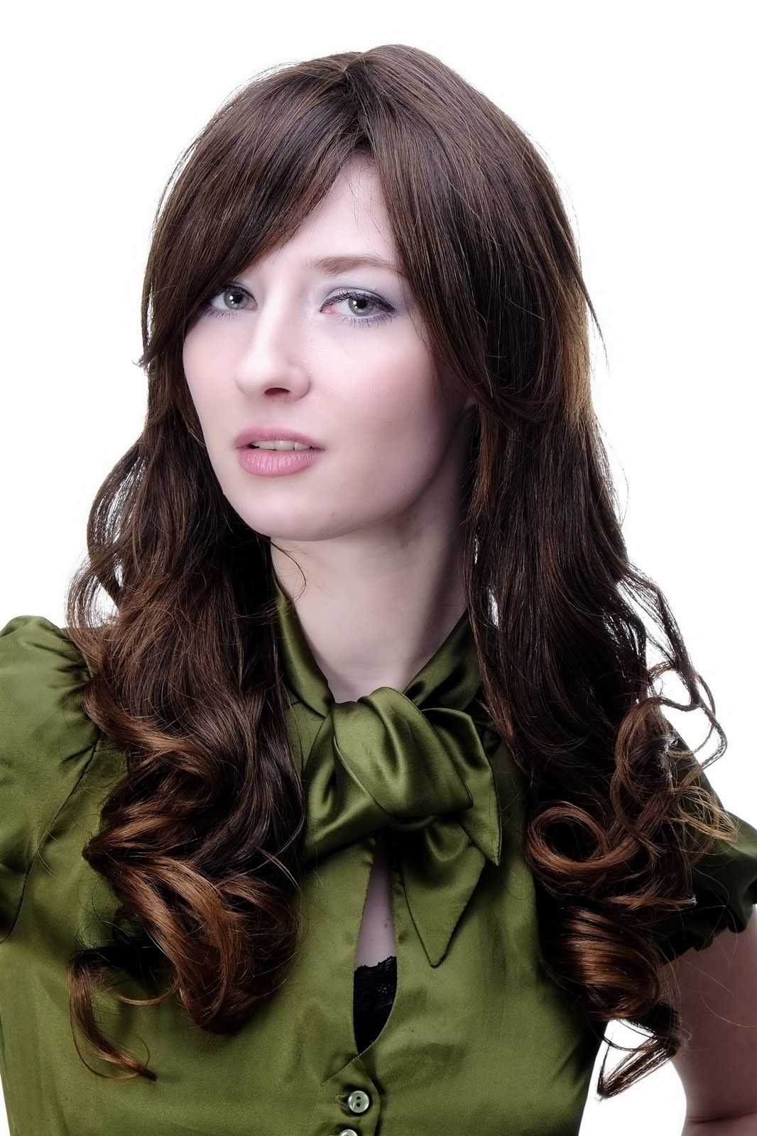 Wig Women's Brown Parting Curly Long Hair Approx. 60 9319-2T30