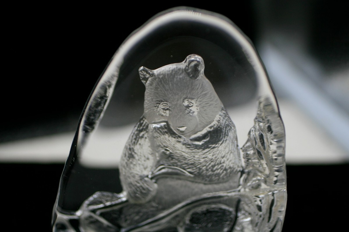 ★FRAGILE,GLASS,FIGURES ガラス製 人形 ポセイドン VTG NYBRO SWEDEN CRYSTAL PAPERWEIGHT GIANT PANDA BEAR ART GLASS