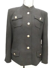 Herbert Grossman By Cynthia Sobel black Gold Pocket Short Tailored Jacket Sz 14