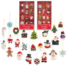 Mini Resin Christmas Ornaments Set of 24 - Rustic Christmas Decorations - Sma...