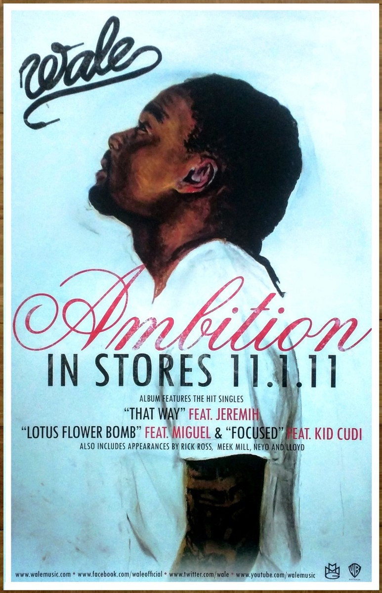 WALE Ambition Ltd Ed New RARE Tour Poster +BONUS Hip-Hop Rap