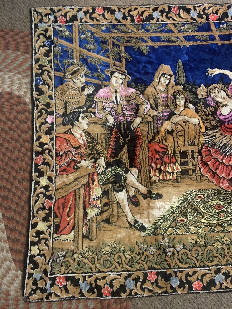 Vintage Italy Pastori Velvet Wall Tapestry Spanish Dancer Vintage Italy Pastori Velvet Wall Tapestry Spanish Dancer