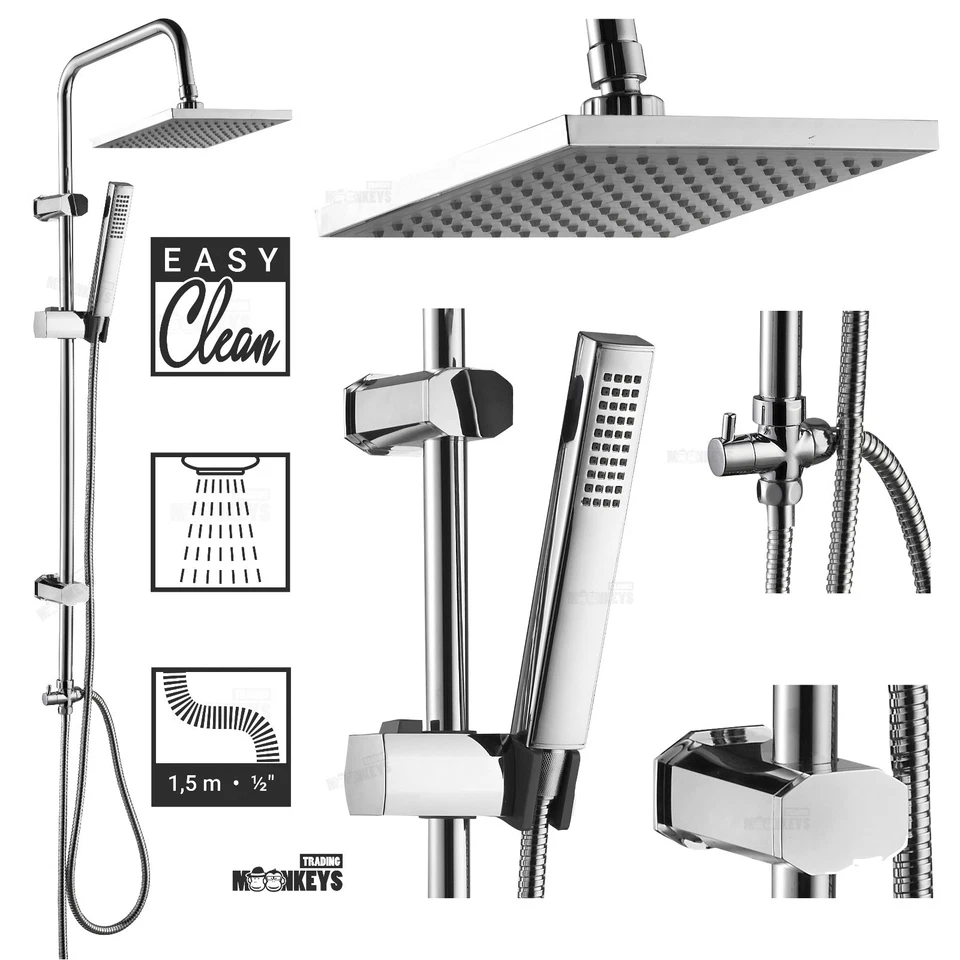 Regendusche Set Duschset Duscharmatur Duschkabine Duschstange Duschkopf Brause