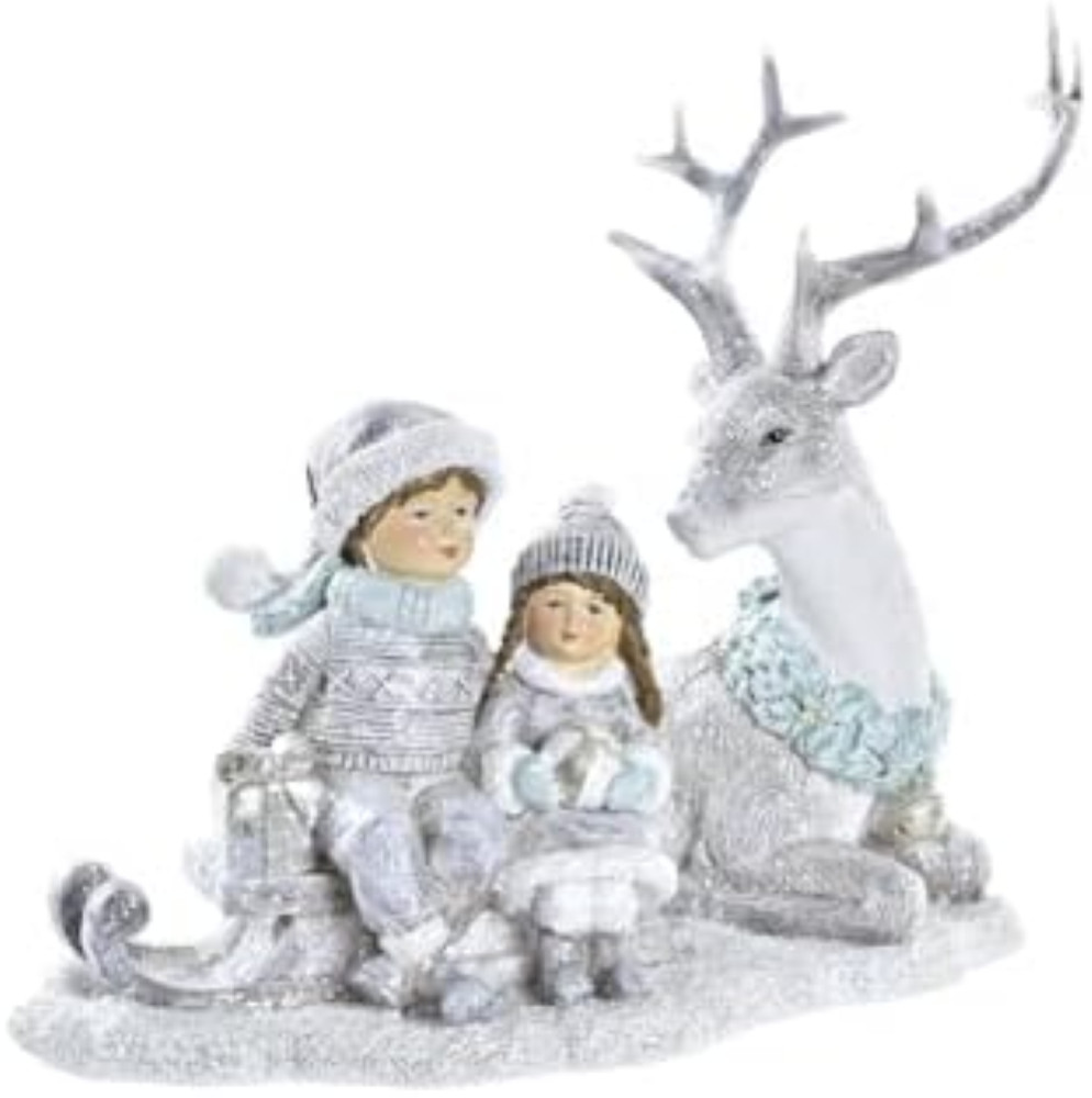 Statua Renna Grigia 17cm Resina - Home Decor di Lusso e Natale Chic