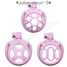 Newest Pink Male Sissy Chastity Cage Locked Device with 4 Rings Chastity Device