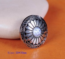 10X 30MM SUN FLOWER WHITE TURQUOISE Silver SCREW BACK EQUESTRIAN SADDLES CONCHOS
