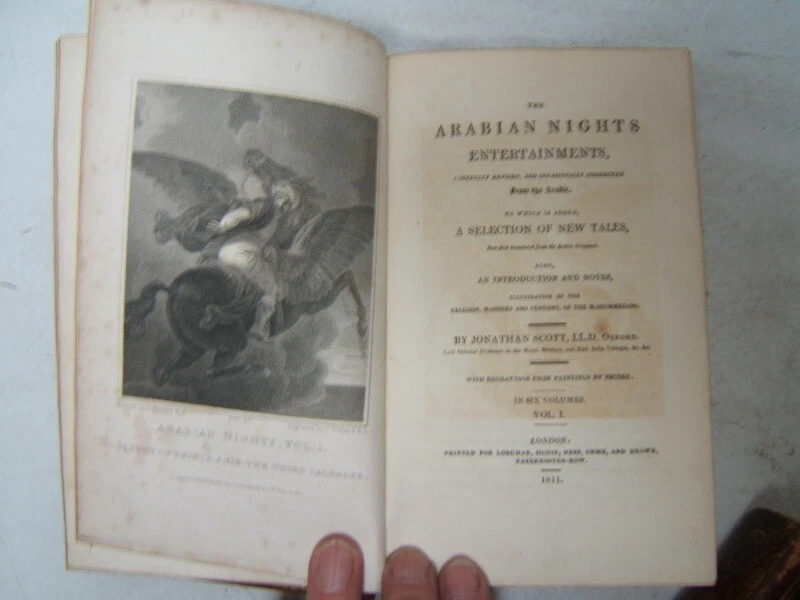 The Arabian Nights Entertainments 6 vol 1811 Leather Gilt Jonathan Scott Old VTG - Image 4 of 4
