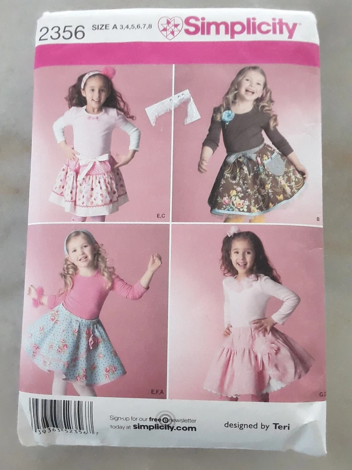 Simplicity Sewing Pattern 2356 Girls 3-8 Skirts & Headbands Good Used Condition - Image 2 of 4