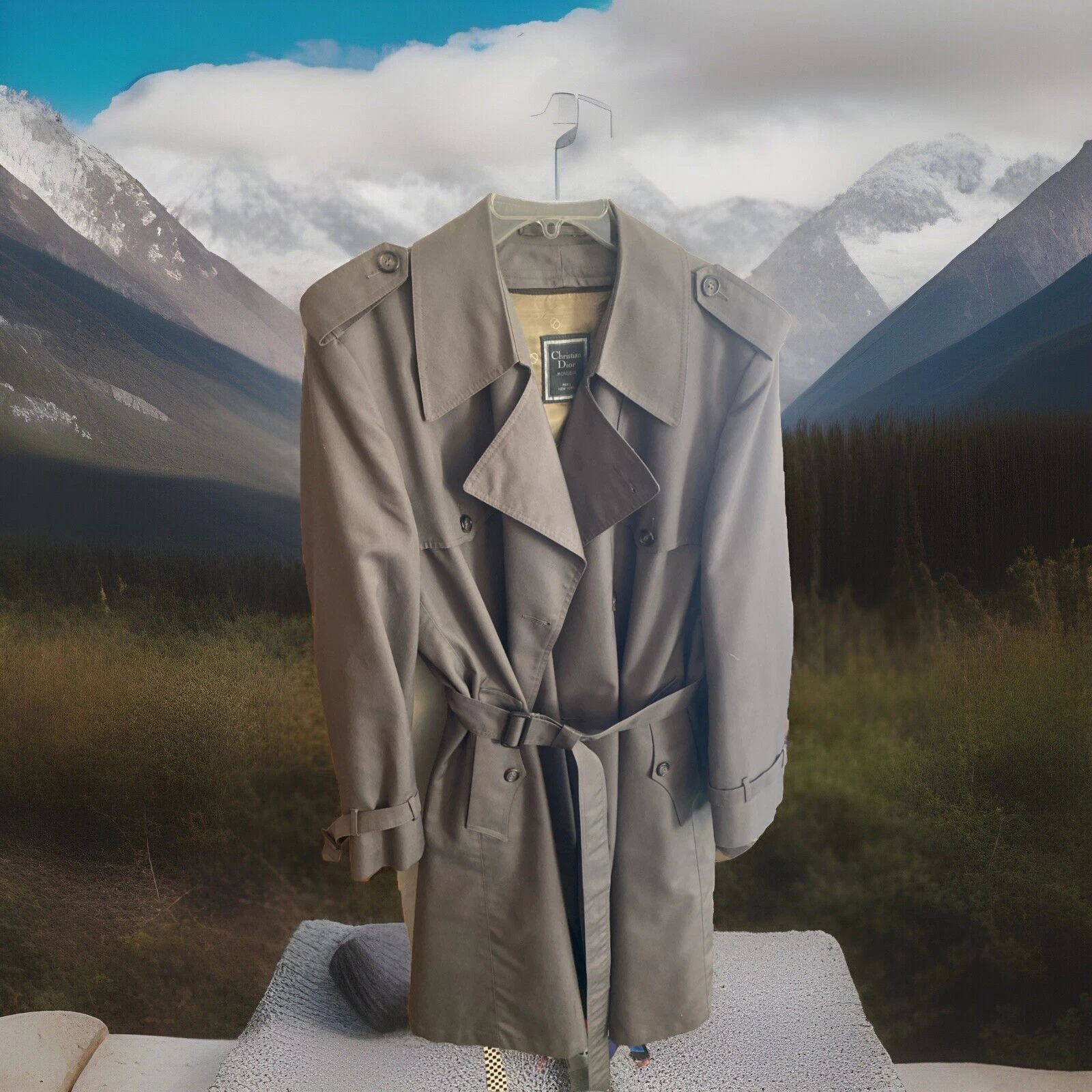 Manteau trench classique vintage Christian Dior MonsiR doublure laine