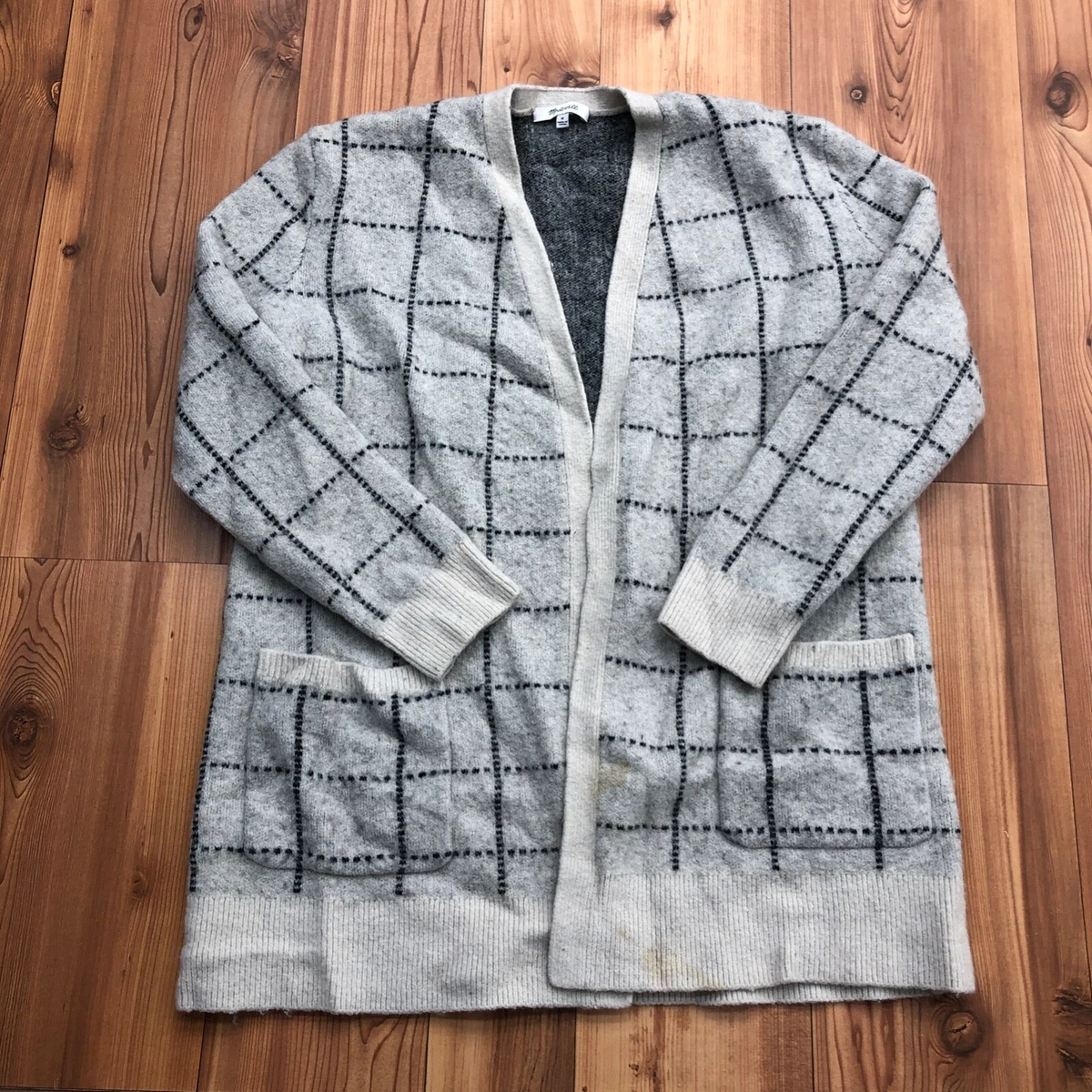 Madewell Gray Open Front 2 Pocket Wool Blend Cardigan Sweater
