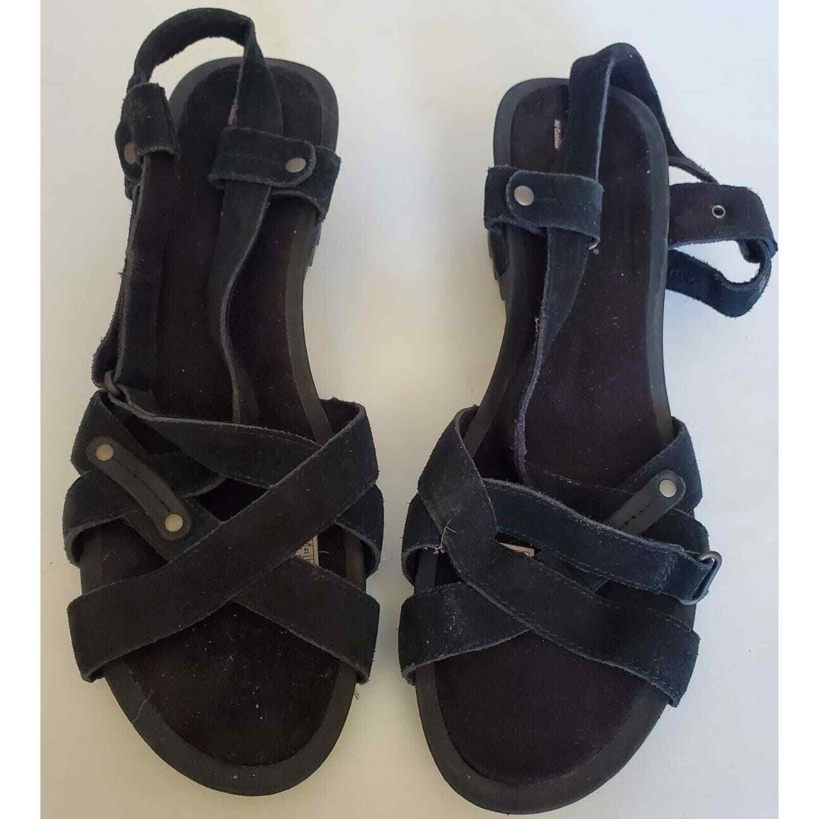 Sandali da donna neri in pelle scamosciata Merrell tacco taglia 10