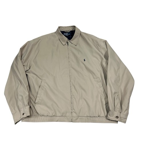 Polo Ralph Lauren Harrington Jacket Men's 1X Big Biege Full Zip Flannel Lined