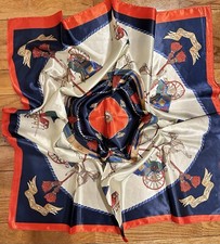 Vintage Regal Carriage Horse EQUESTRIAN oversized square Silk Scarf 35/35