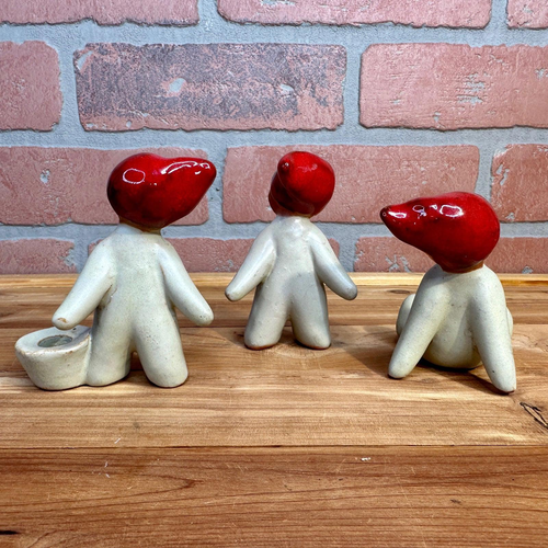 3er Set Vintage Lisa Ramsing Keramik Weihnachten Elfe Figuren Kerzenständer Halter - Bild 5 von 12