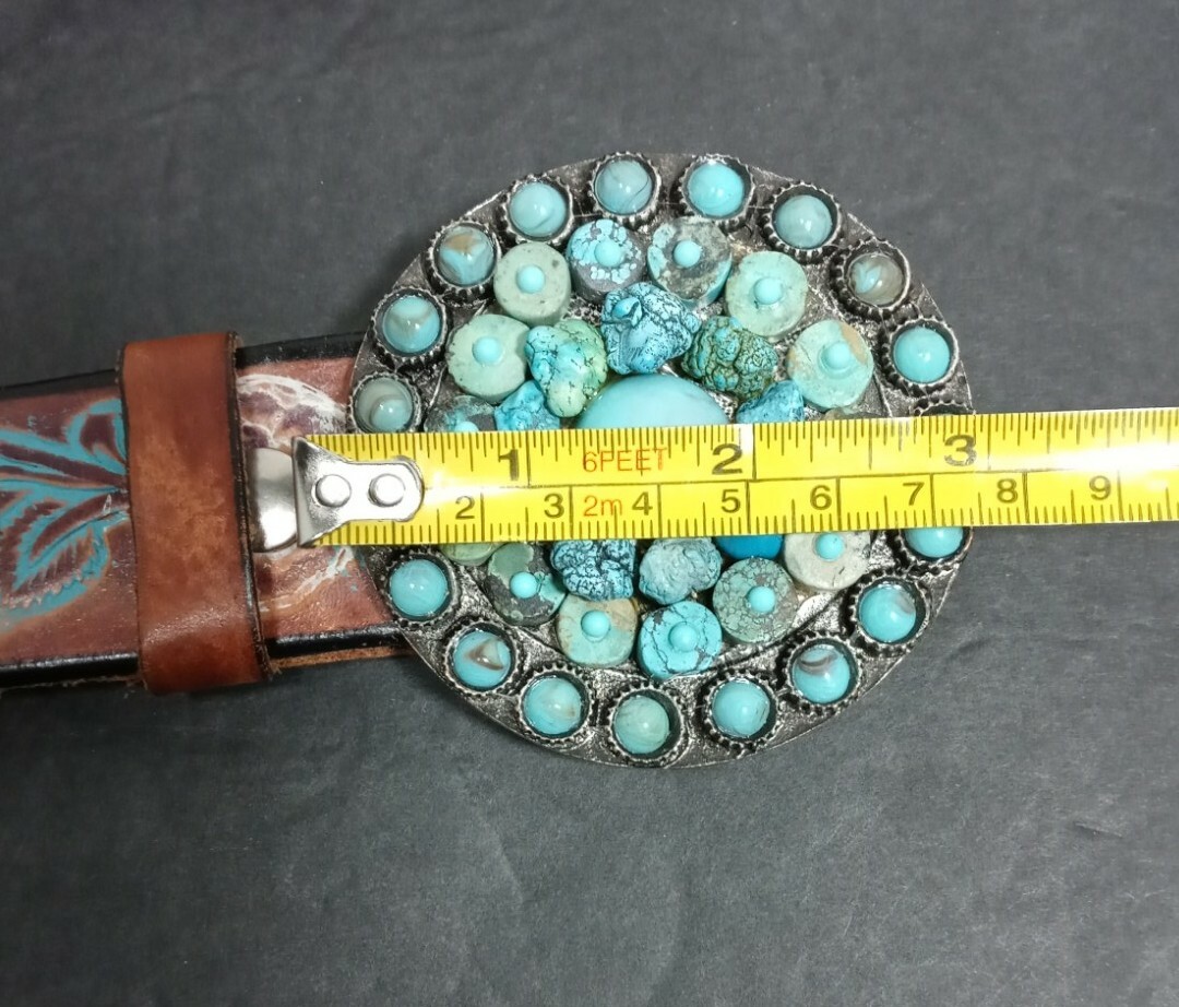 Leatherock Leather w/African Turquoise Stone Belt Leatherock Women main image 4