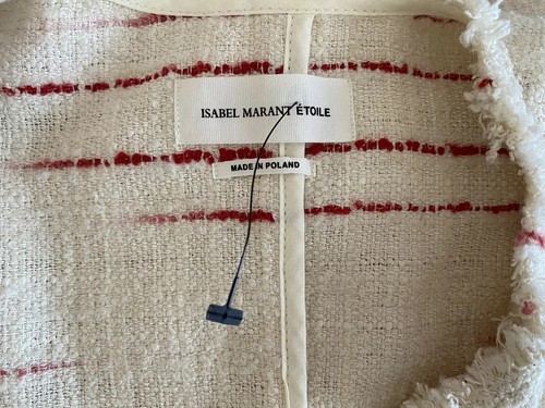 $470 ISABEL MARANT Glenn Jacket SZ 40 Red Striped Cotton Blazer BARNEYS NY - Picture 11 of 12